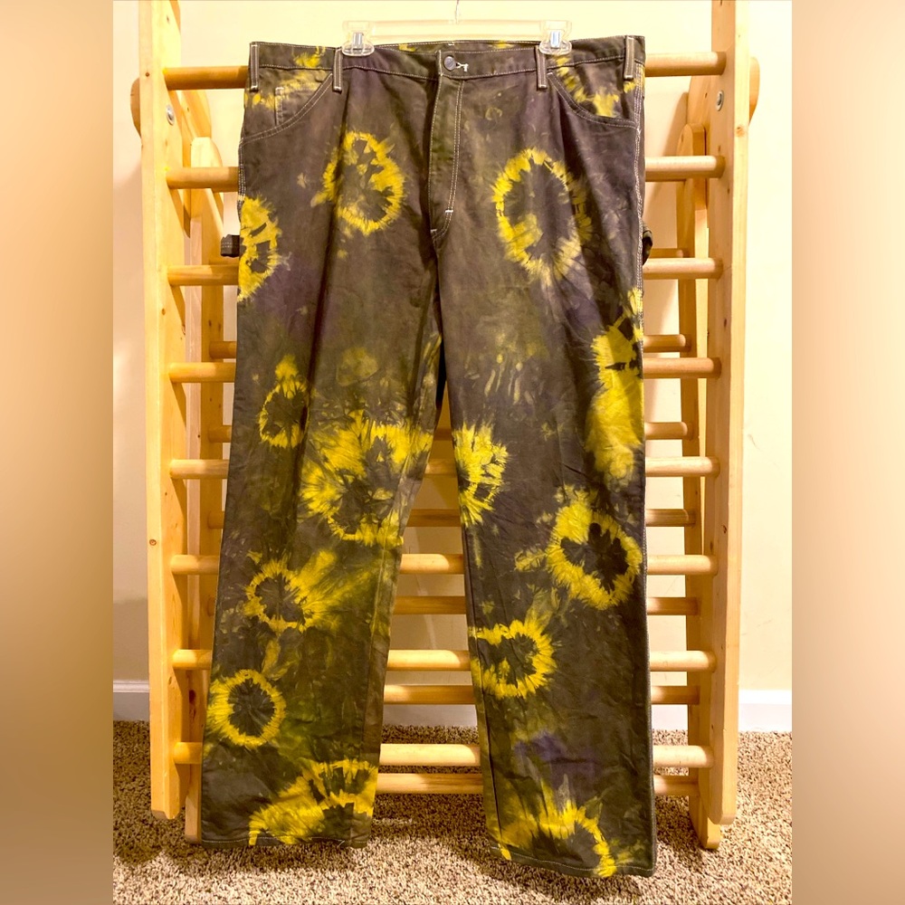 Dickies Green Tie Dye Rave Carpenters Pants - Size 42x 32 Super rad